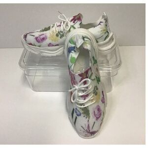 White Floral Women's Athletic Shoes Sneaker EUR Size 42 US‎ 10